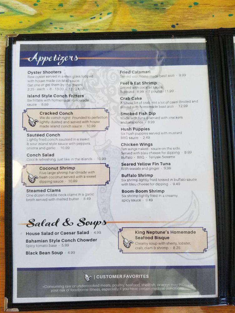 Menu at King Neptune Restaurant, Stuart