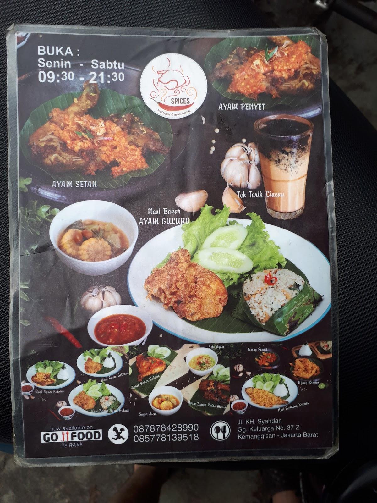 Menu At Rm Spices Nasi Bakar Dan Ayam Penyet Restaurant West Jakarta