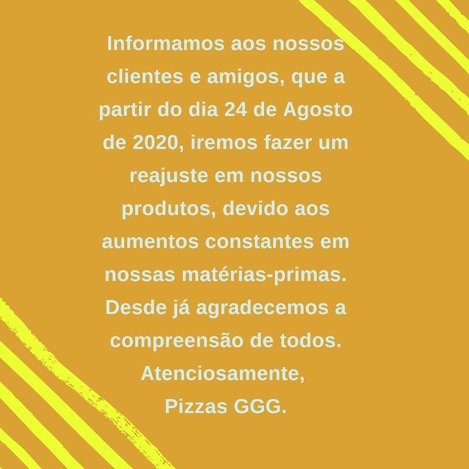 Pizzas GGG Brasília DF cardápio