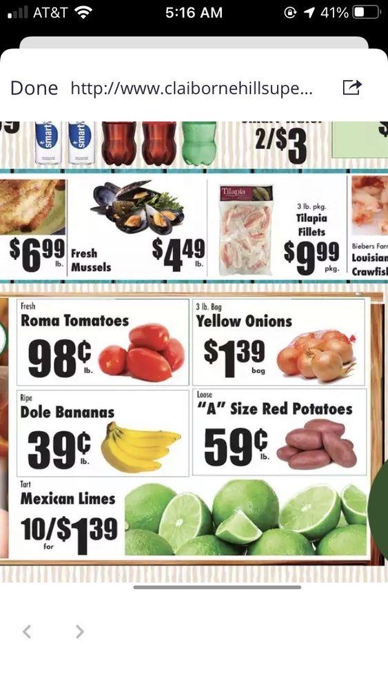 Menu at Claiborne Hill Supermarket restaurant, Waveland