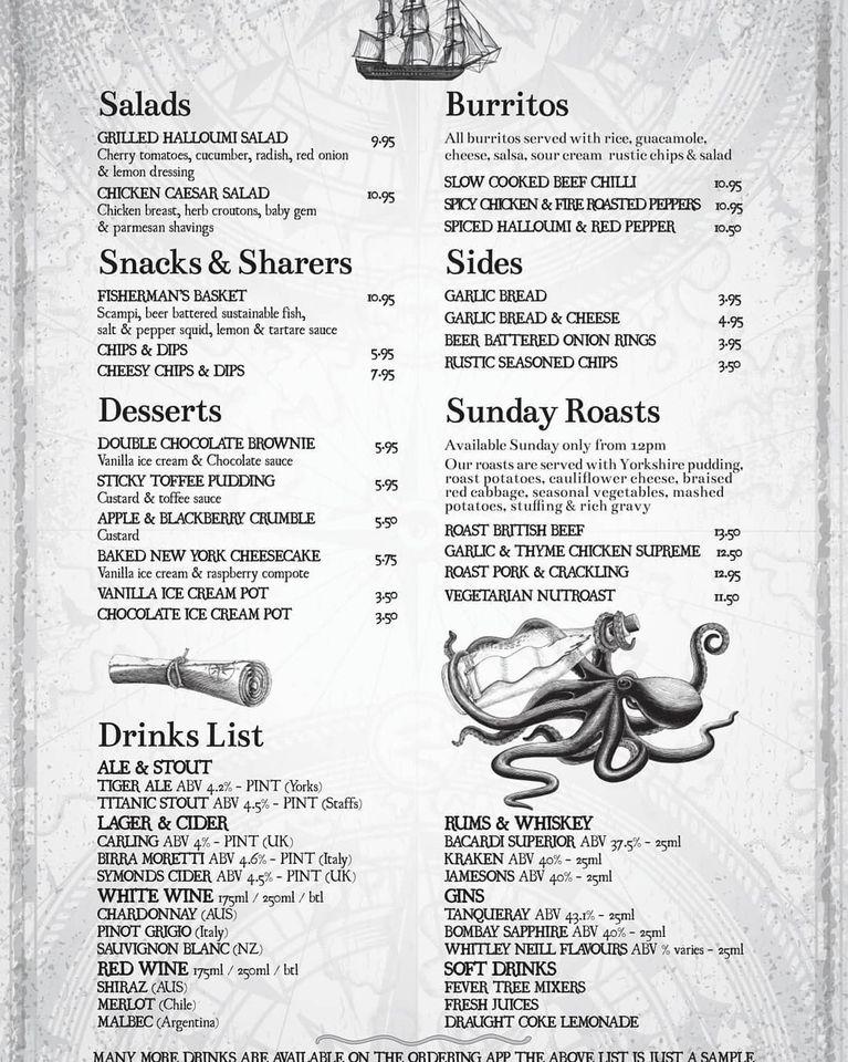 Menu at The Marquis Wellington Pub & Kitchen, Leicester