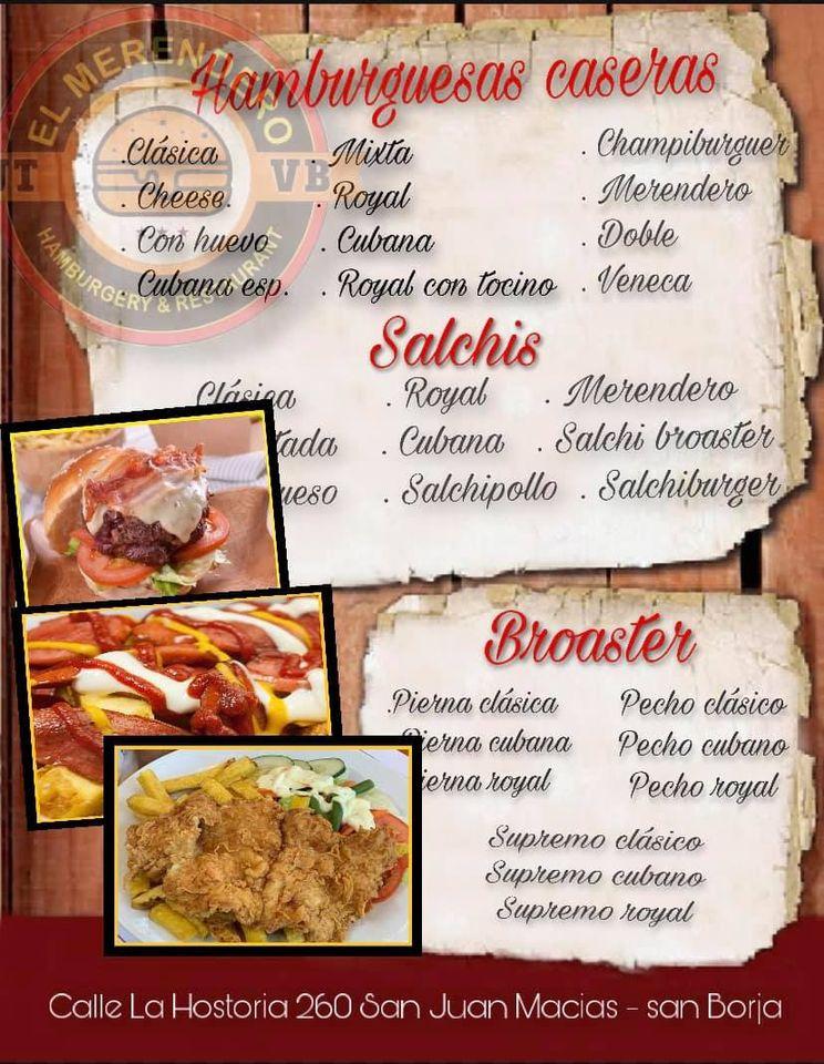 Menu at El Merendero restaurant, San Borja