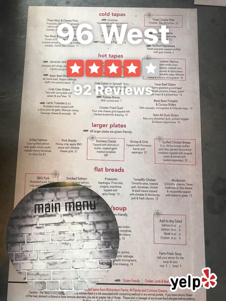 Menu at Six West pub & bar, Brenham