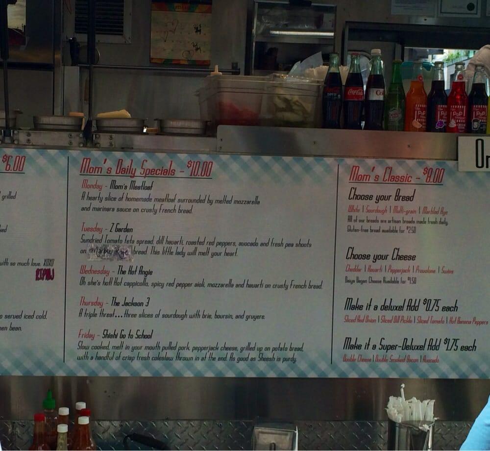 Menu at Mom's Grilled Cheese Truck restaurant, Vancouver, 884 W Cordova St