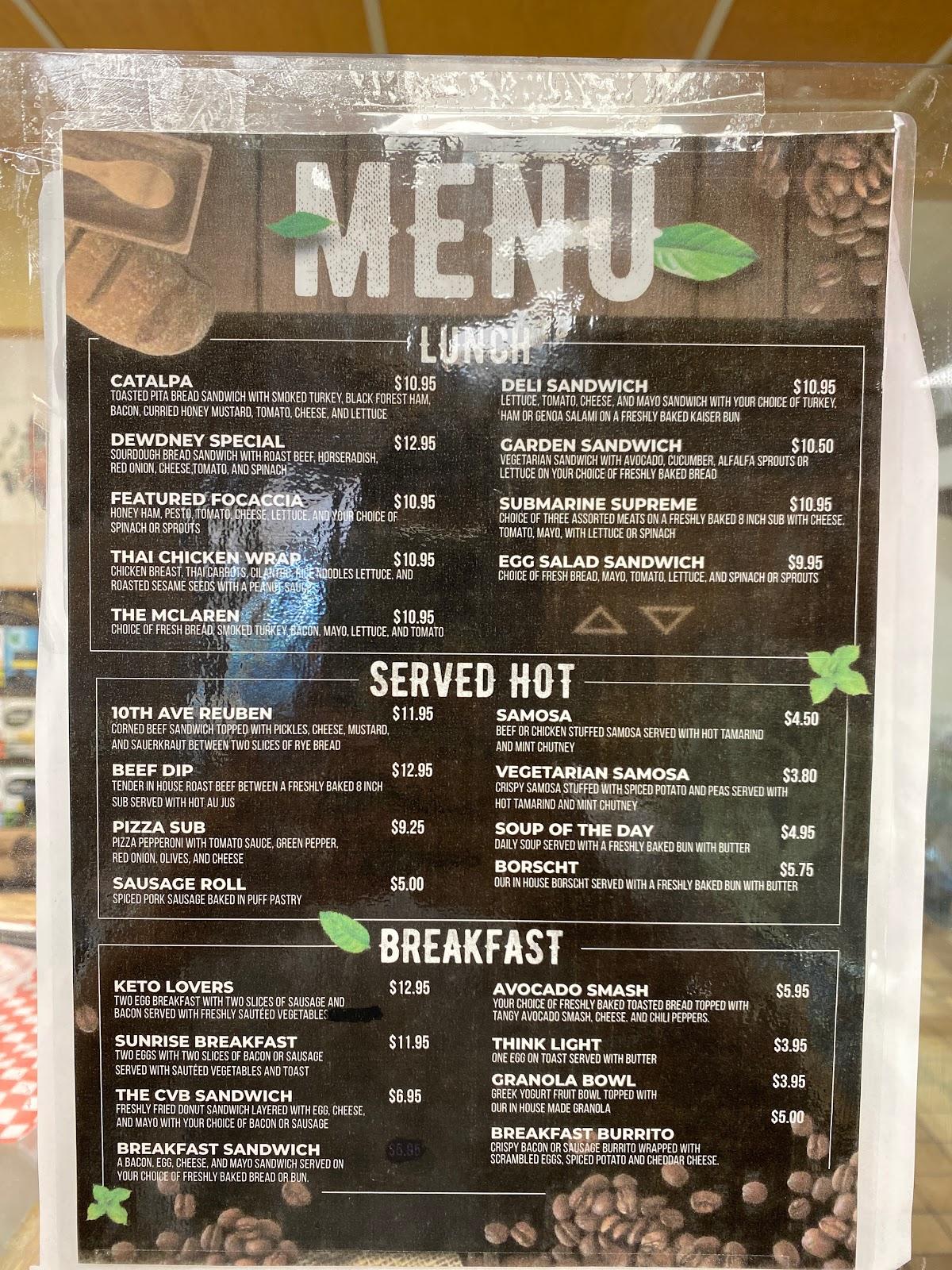 Menu au Creston Valley Bakery, Creston