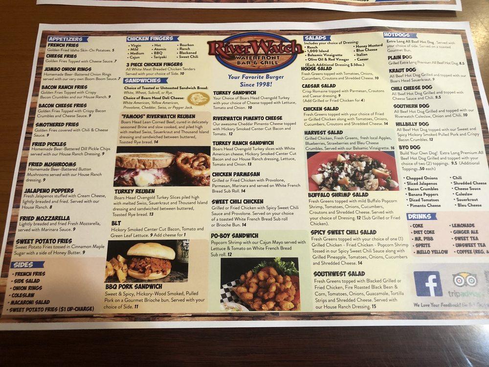 Menu at Riverwatch Bar & Grill, Chimney Rock