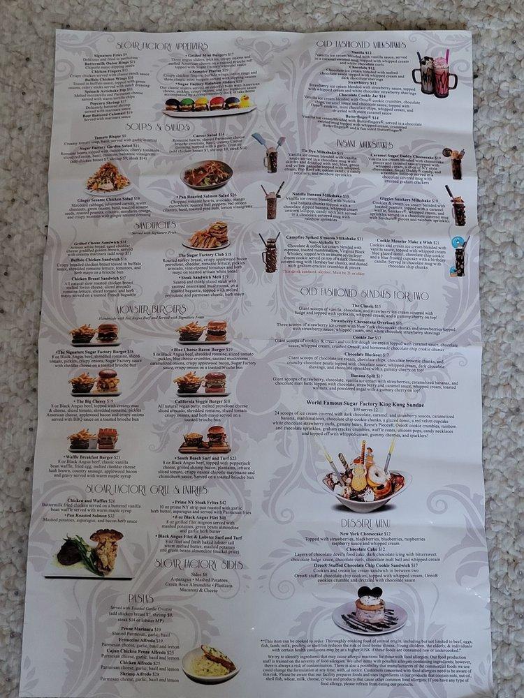 Menu at Sugar Factory Tampa Bay desserts, Tampa