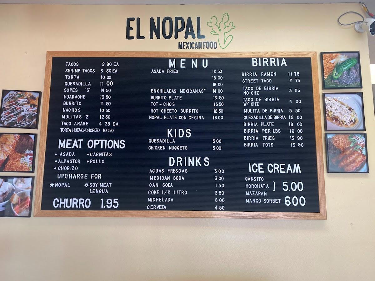 Menu at El Nopal Mexican Food restaurant, Everett