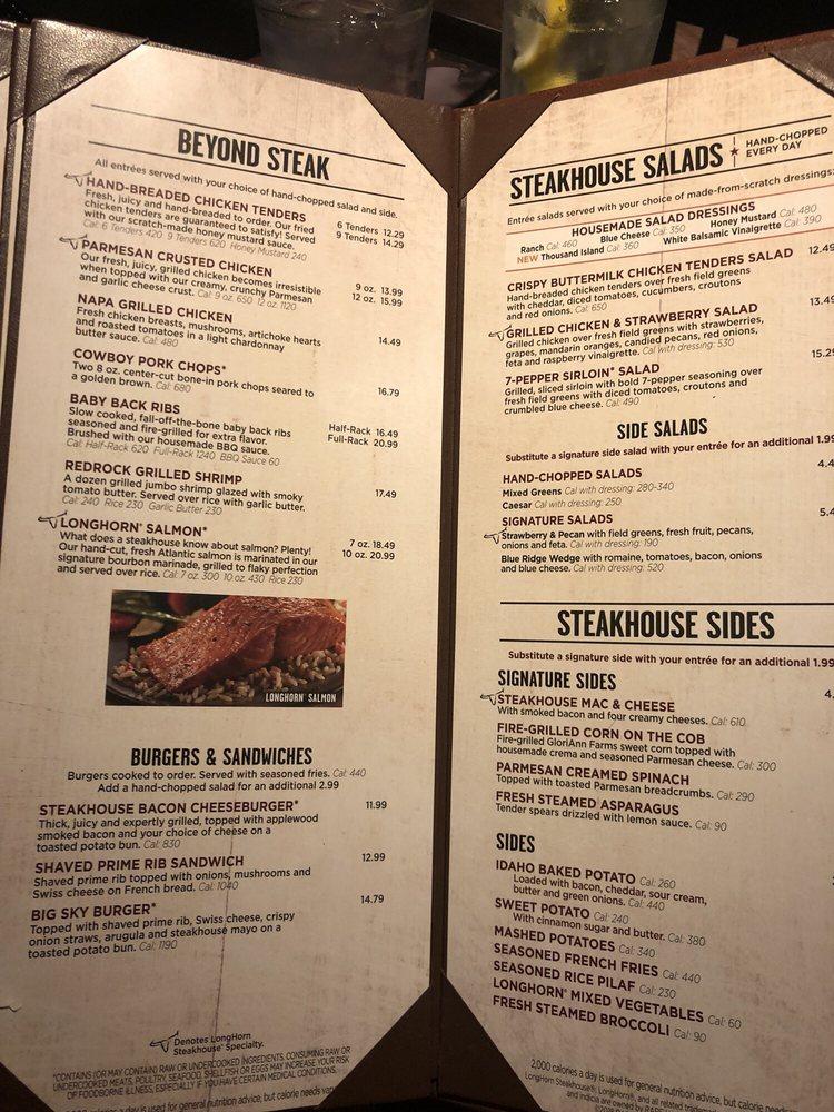 Menu At Longhorn Steakhouse Dayton Miller Ln 1378