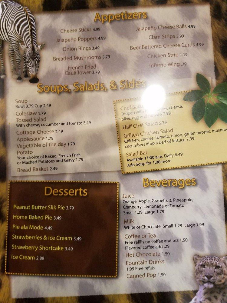 Menu at Whitlow's Forerunner restaurant, Muskegon