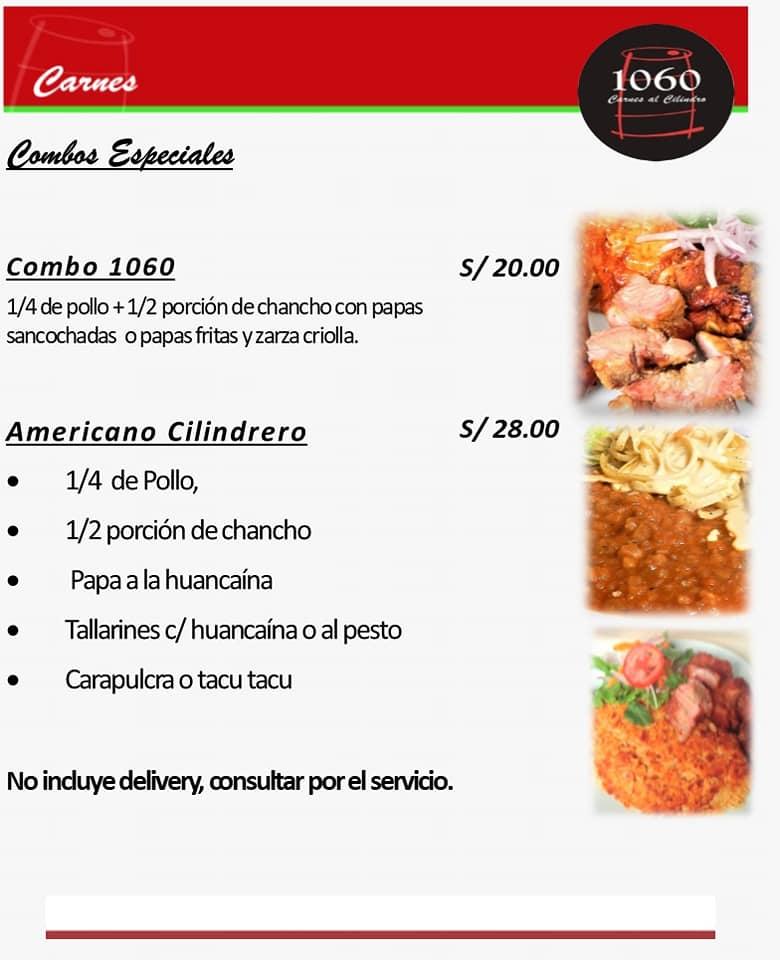 Menu at Carnes al Cilindro 1060 restaurant, Surquillo