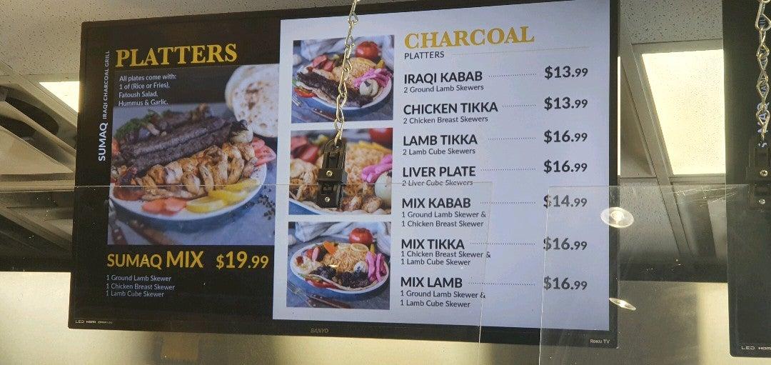 Menu at Sumaq Iraqi Charcoal Grill (Scarborough) BBQ, Toronto