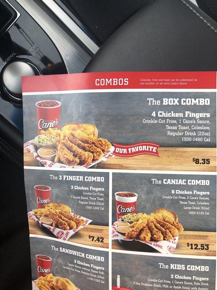 Carta de comida rápida Raising Cane's Chicken Fingers, Fontana