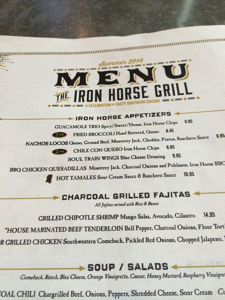 Menu at The Iron Horse Grill restaurant, Jackson