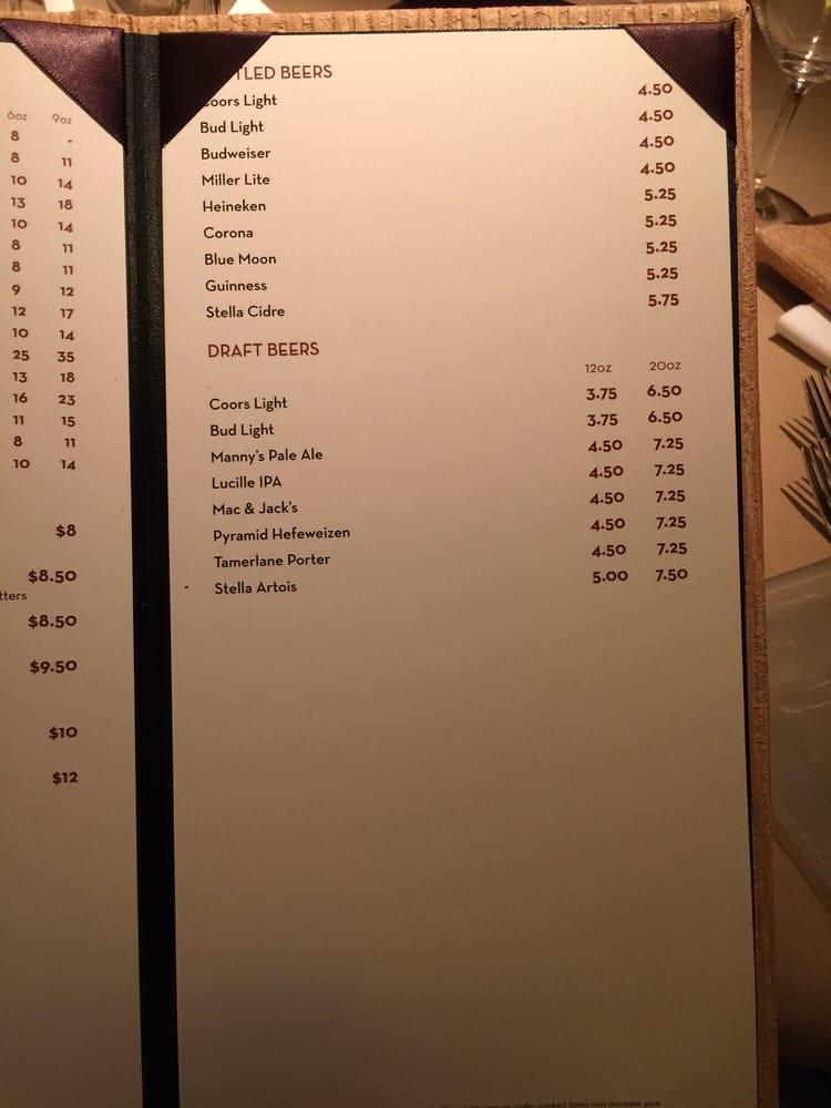 Menu at Vista Prime Steaks & Seafood steakhouse, Snoqualmie