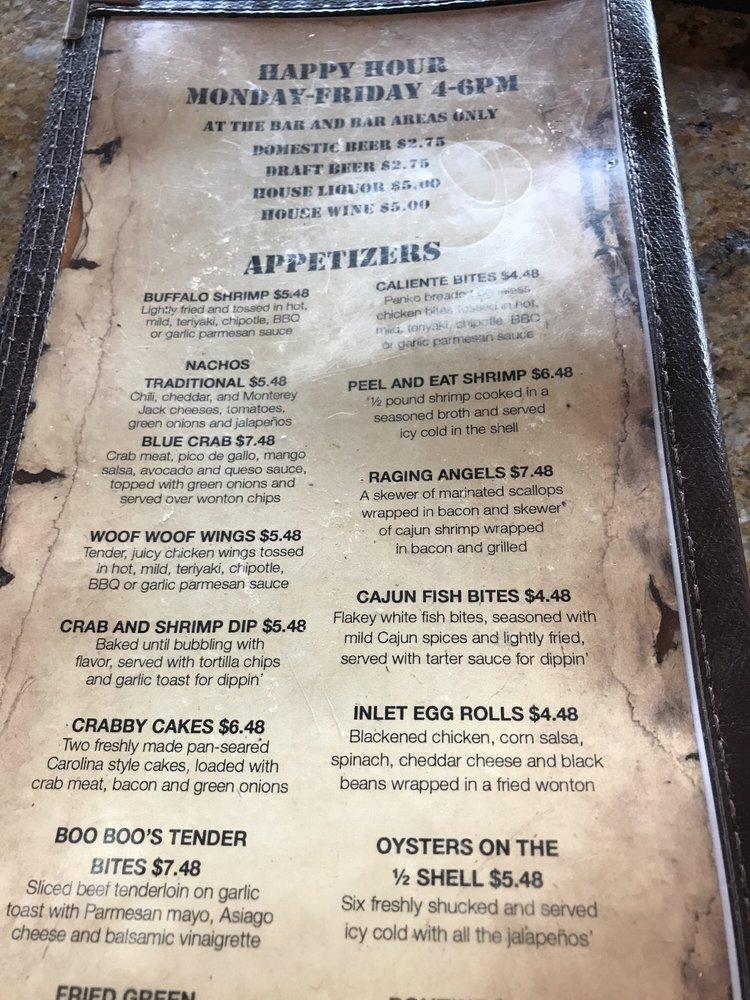 Menu at Dead Dog Saloon steakhouse, Murrells Inlet