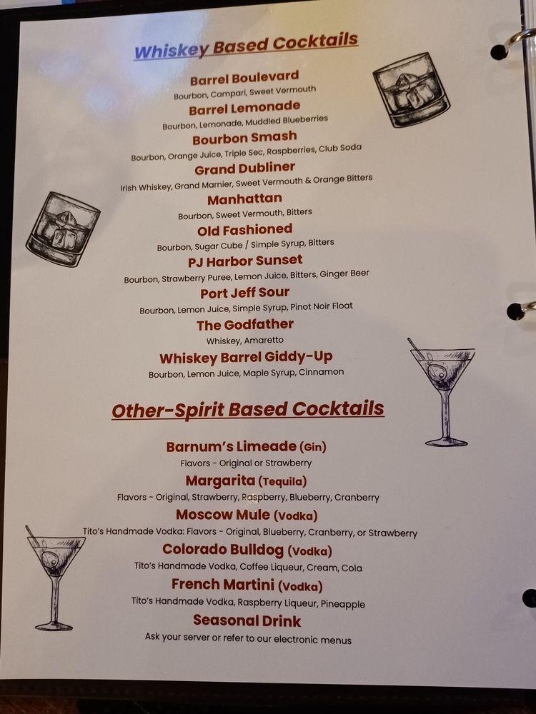 Menu at The Whiskey Barrel, Port Jefferson