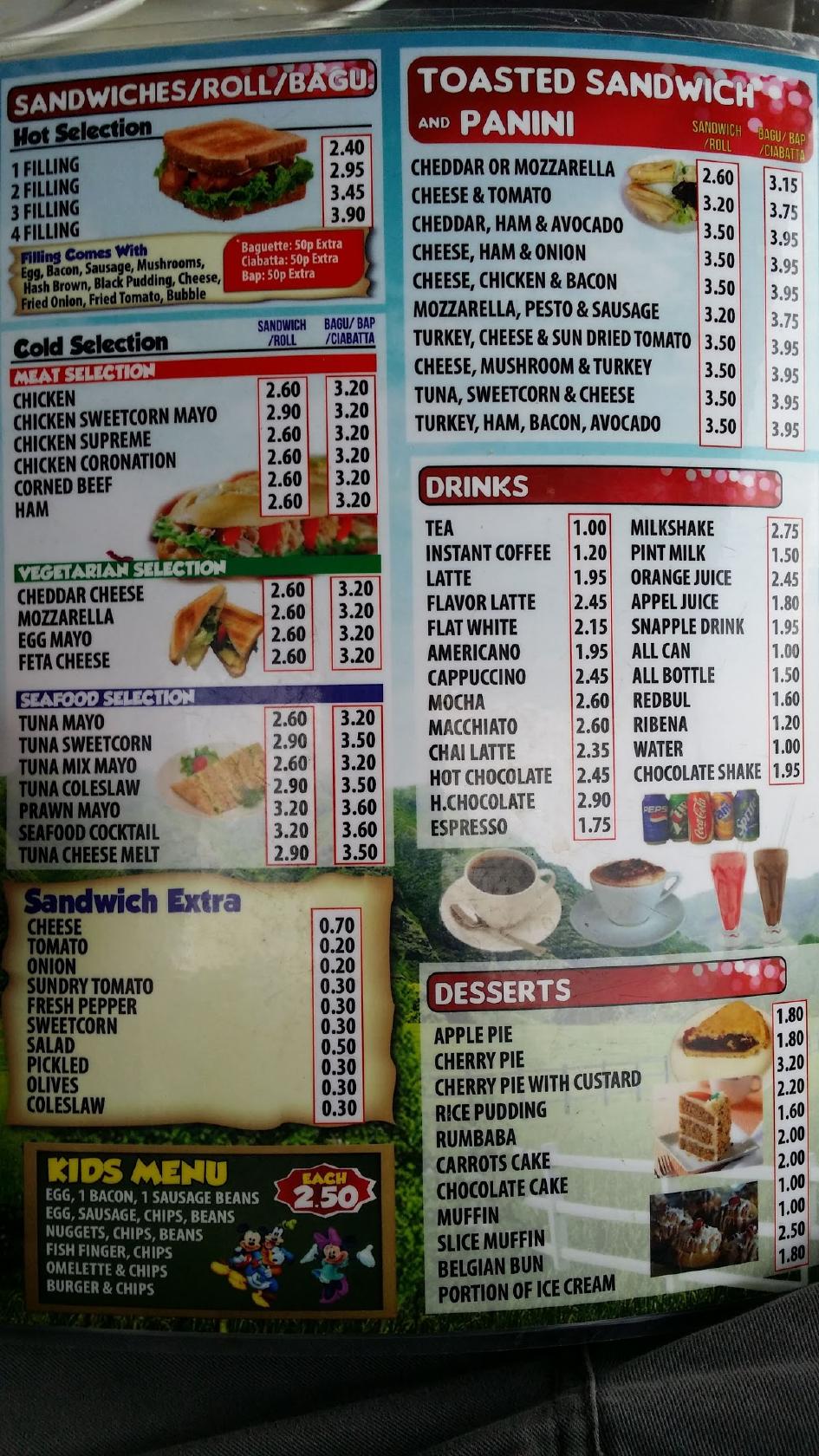 Carta de River Palace Cafe, Hoddesdon