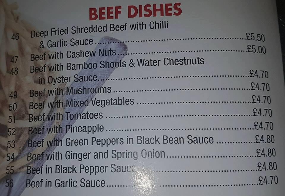 Menu at Boultham Park Chinese Takeaway fast food, Lincoln