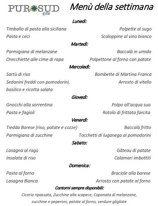 Menu di Puro Sud 