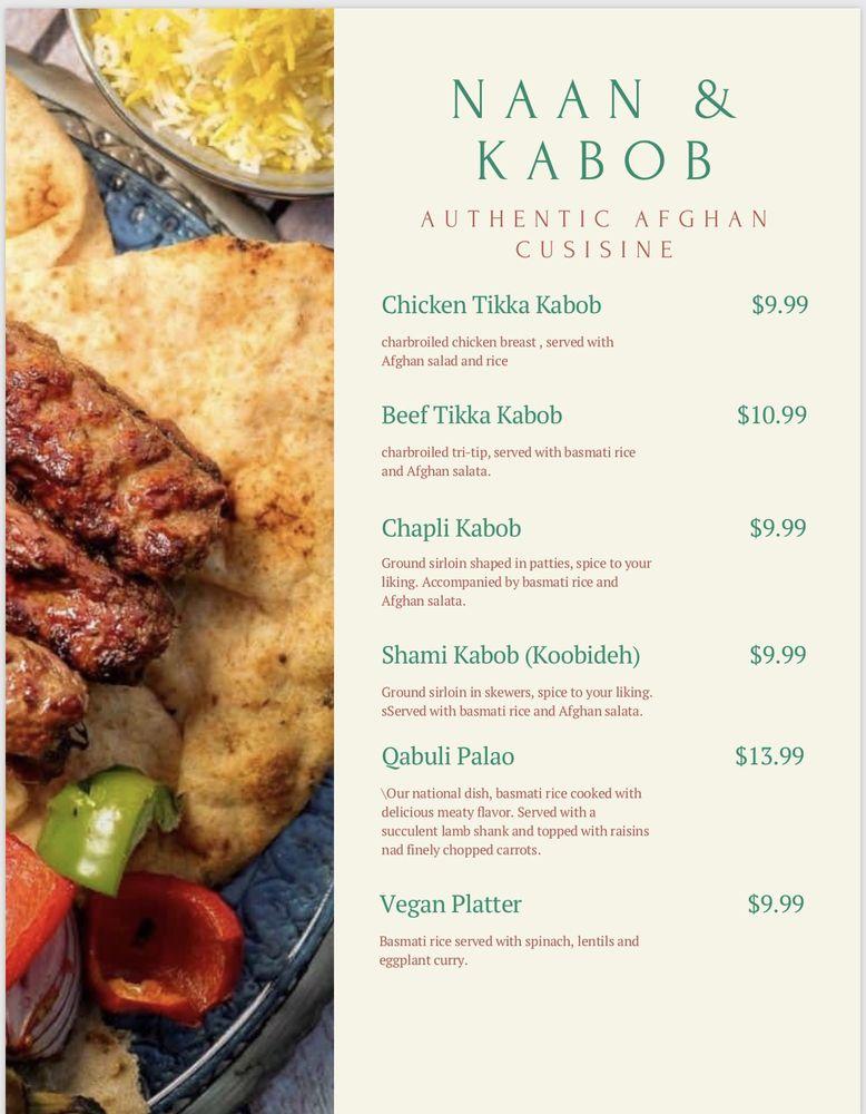 Menu at Naan and Kabob Bazaar restaurant, Antioch