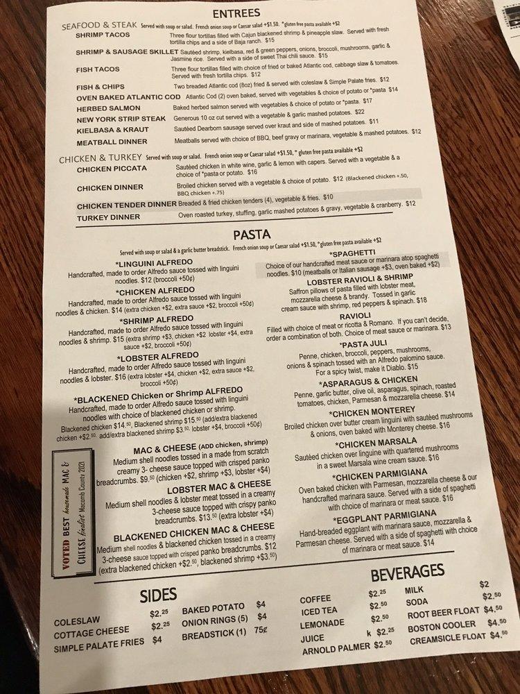 Menu at Simple Palate Restaurant, Warren, Van Dyke Ave