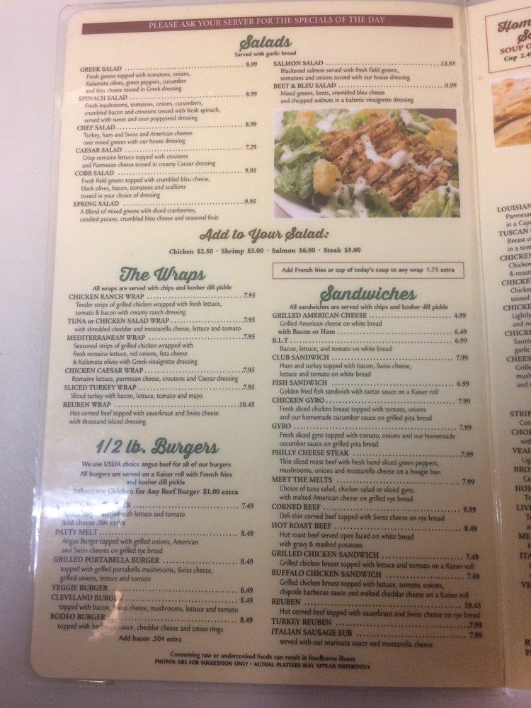 Menu at Bagley's Grill restaurant, Middleburg Heights