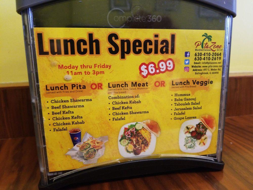 Menu at Pita Zone restaurant, Bolingbrook