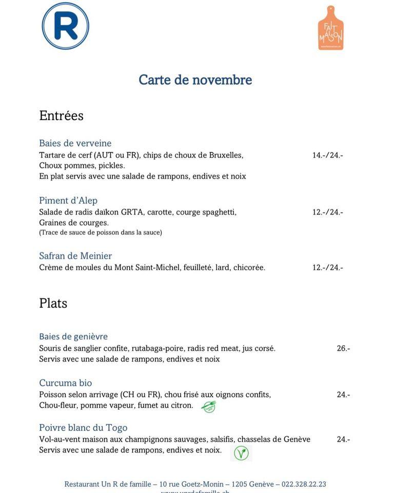 Menu di Un R de famille 