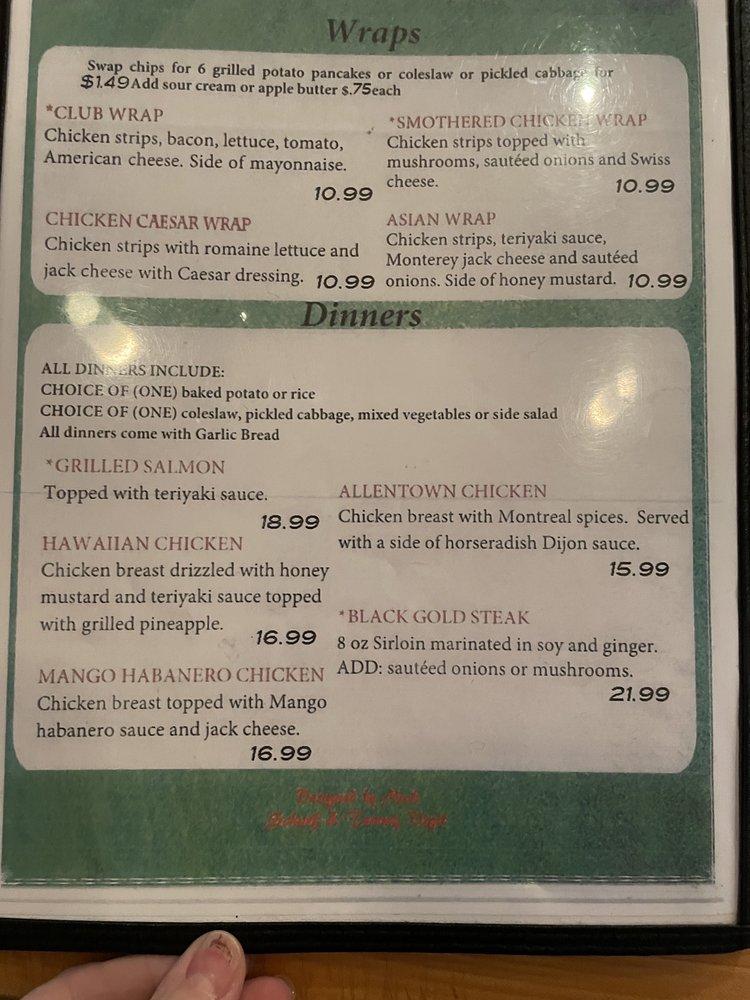 Menu at Chicken Lounge pub & bar, Allentown