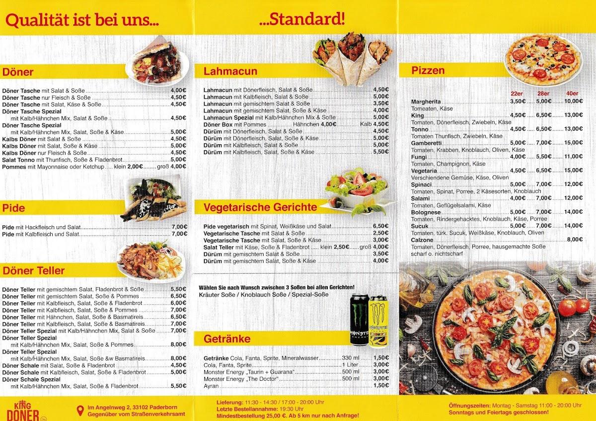 King Döner Paderborn An Der Talle Speisekarte von King Döner Paderborn an der Talle restaurant, Paderborn