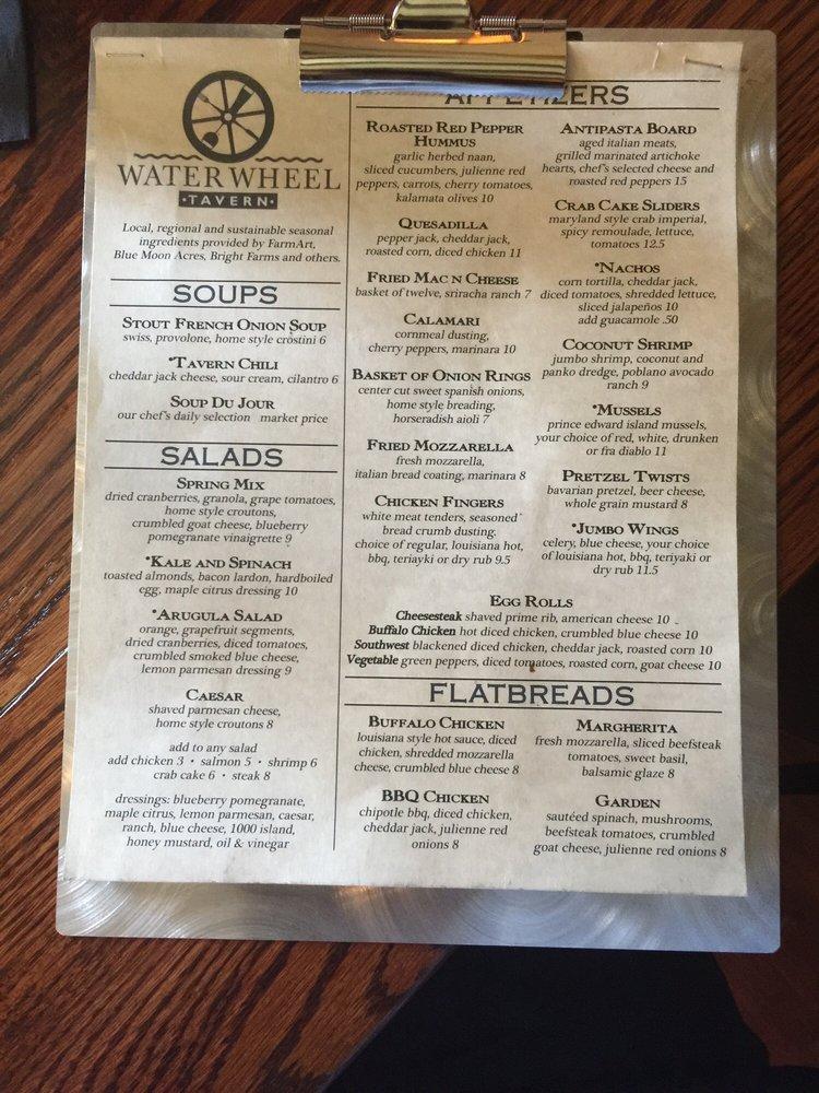 Menu at Water Wheel Tavern pub & bar, Doylestown