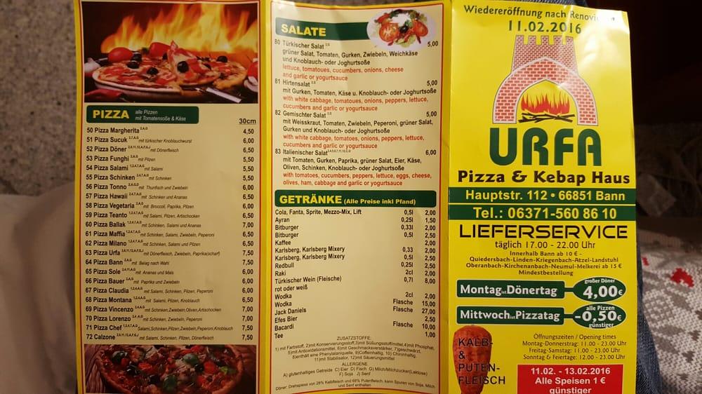 Menu At Kebabhaus Urfa Pizzeria, Bann