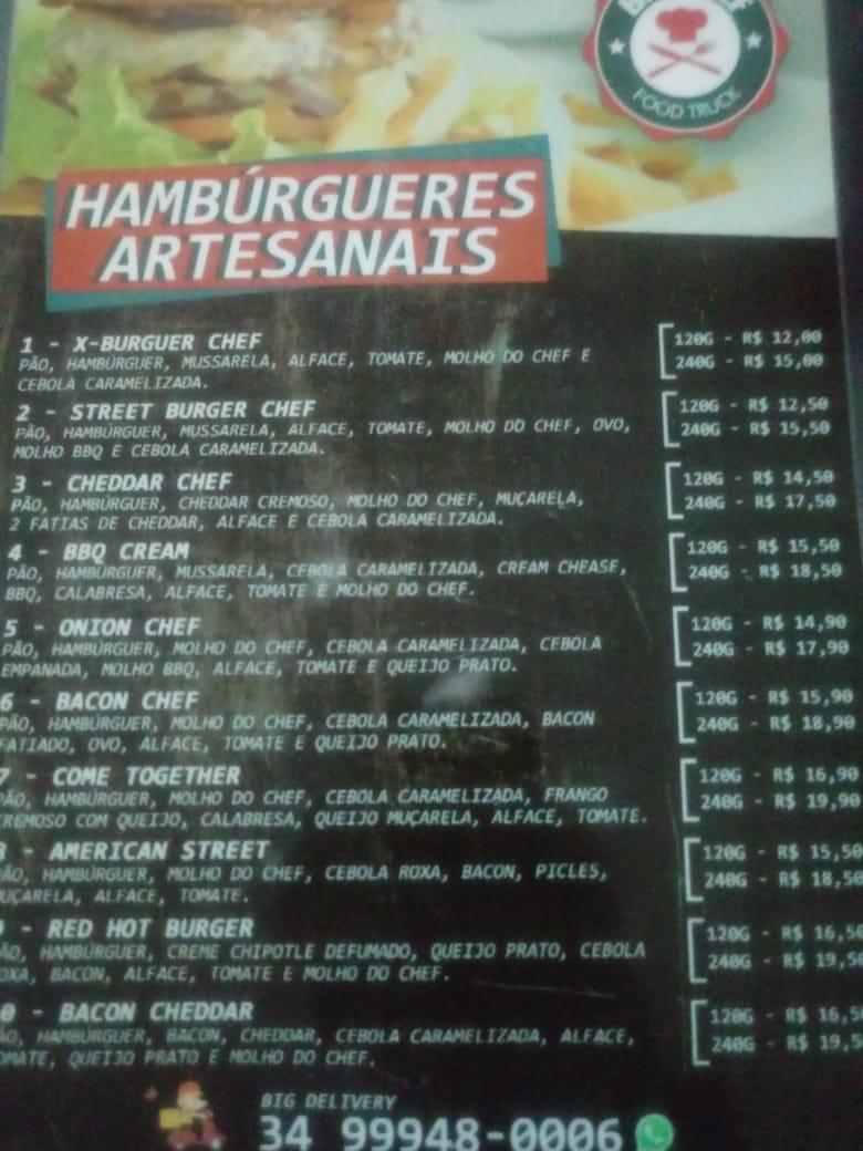 Big Chef Coró cardápio