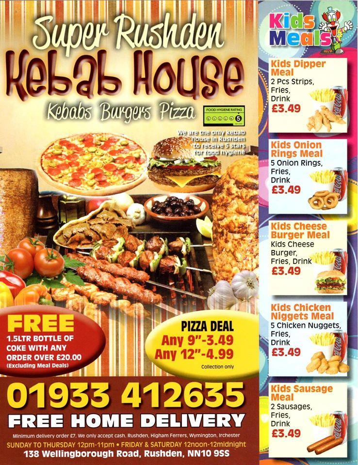 Menu at Super Rushden Kebab fast food, Rushden