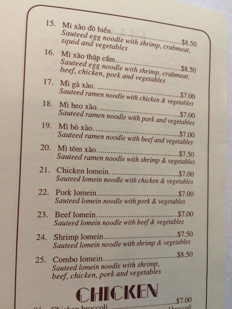 Menu at Saigon Restaurant Fort Wayne Indiana, Fort Wayne