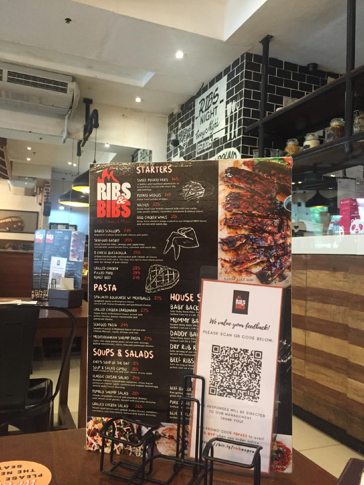 Menu at Ribs & Bibs steakhouse, Cagayan de Oro, Claro M. Recto Avenue