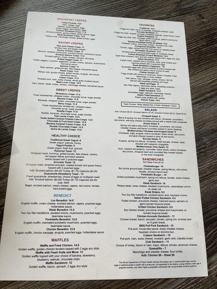 Menu at Rosemary Cafe, Joliet
