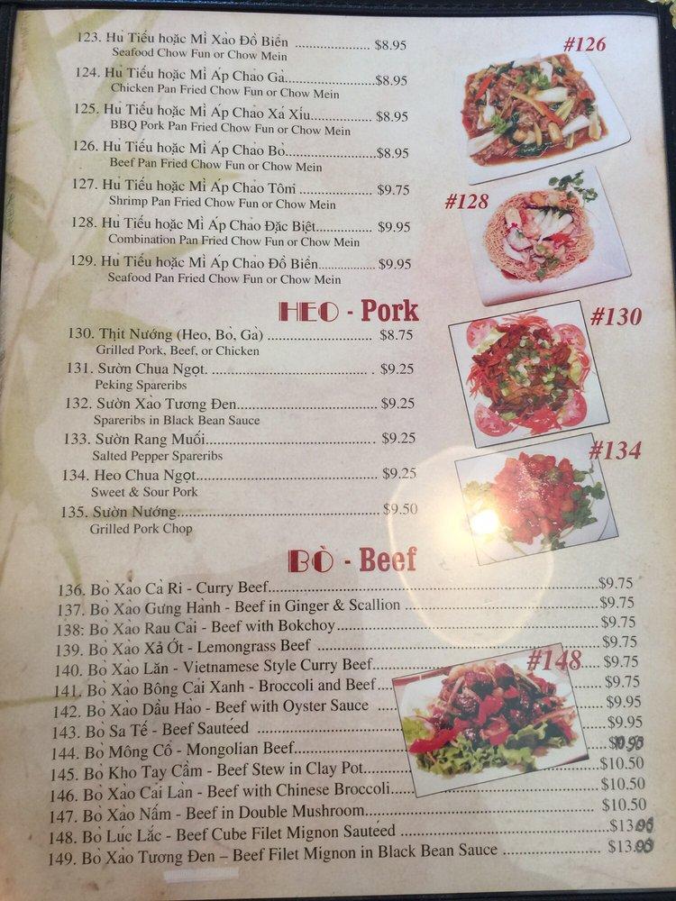 Menu at Pho Bac Noodle Palace restaurant, Modesto