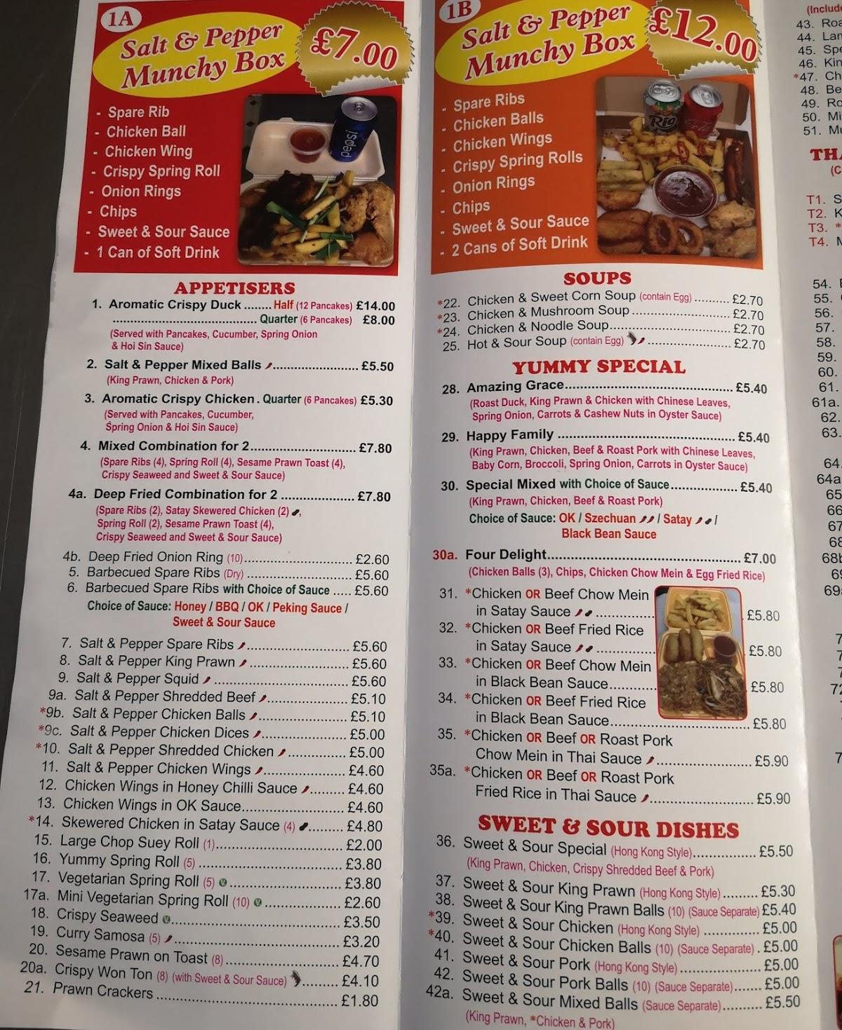 Menu at Yummy fast food, StokeonTrent