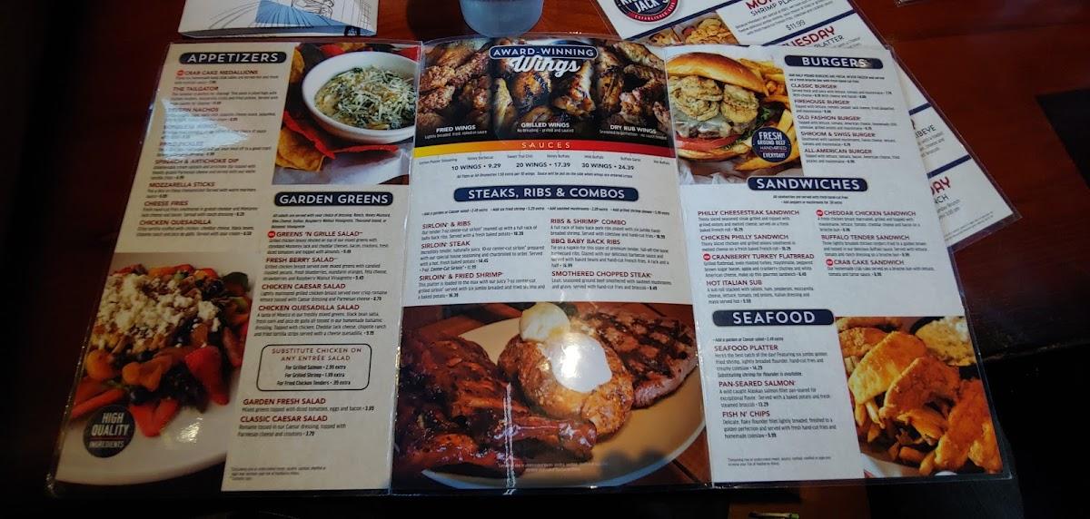 Menu at Kickback Jack's pub & bar, Mooresville