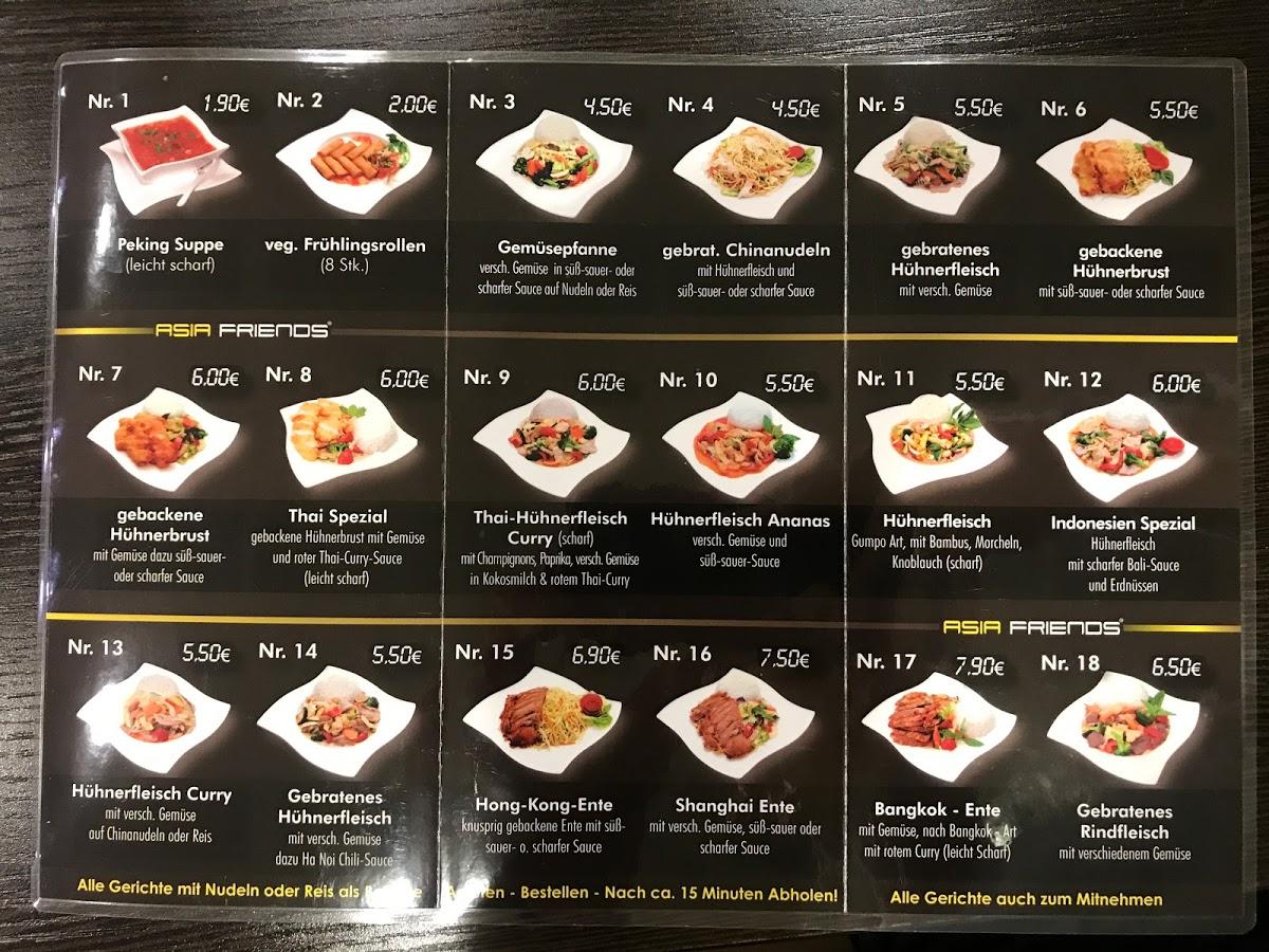 Menu at Asia Friends restaurant, Herne