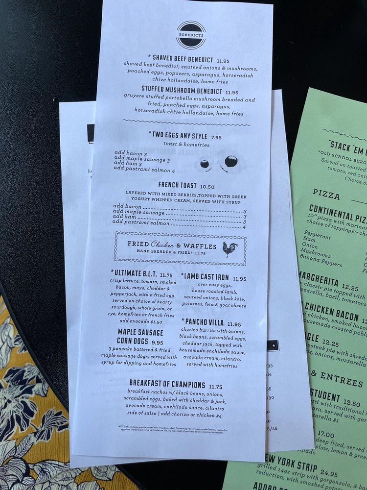 Menu at The Continental Westhampton restaurant, Richmond