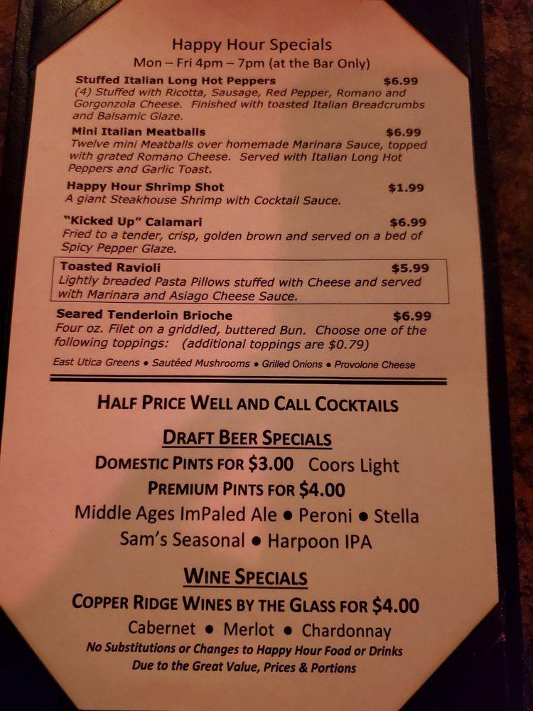 Menu at Delmonico's Italian Steakhouse, Syracuse