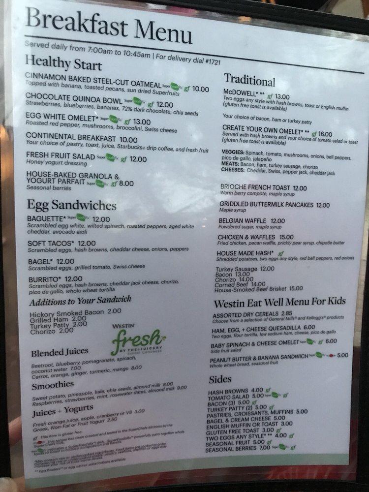 Menu at Mcdowell Market & Grill pizzeria, Scottsdale, The Westin