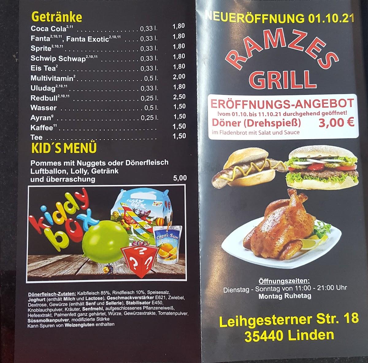 Speisekarte von Ramzes Grill linden pub & Bar, Linden