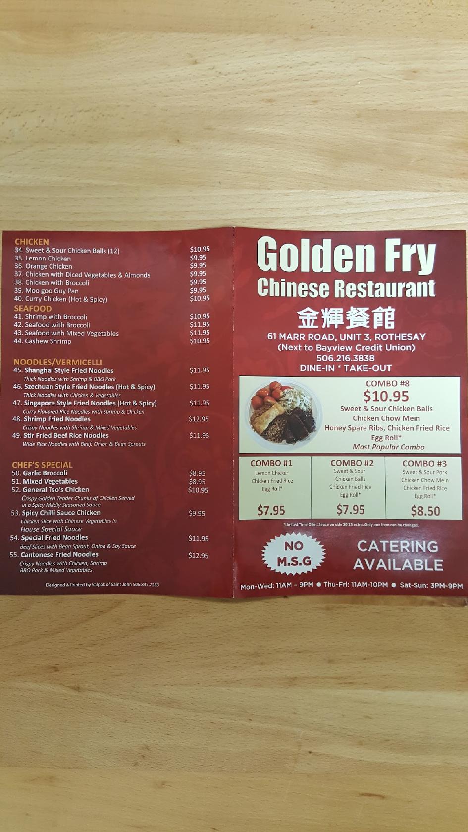 Menu at Golden Fry Chinese Restaurant, Rothesay