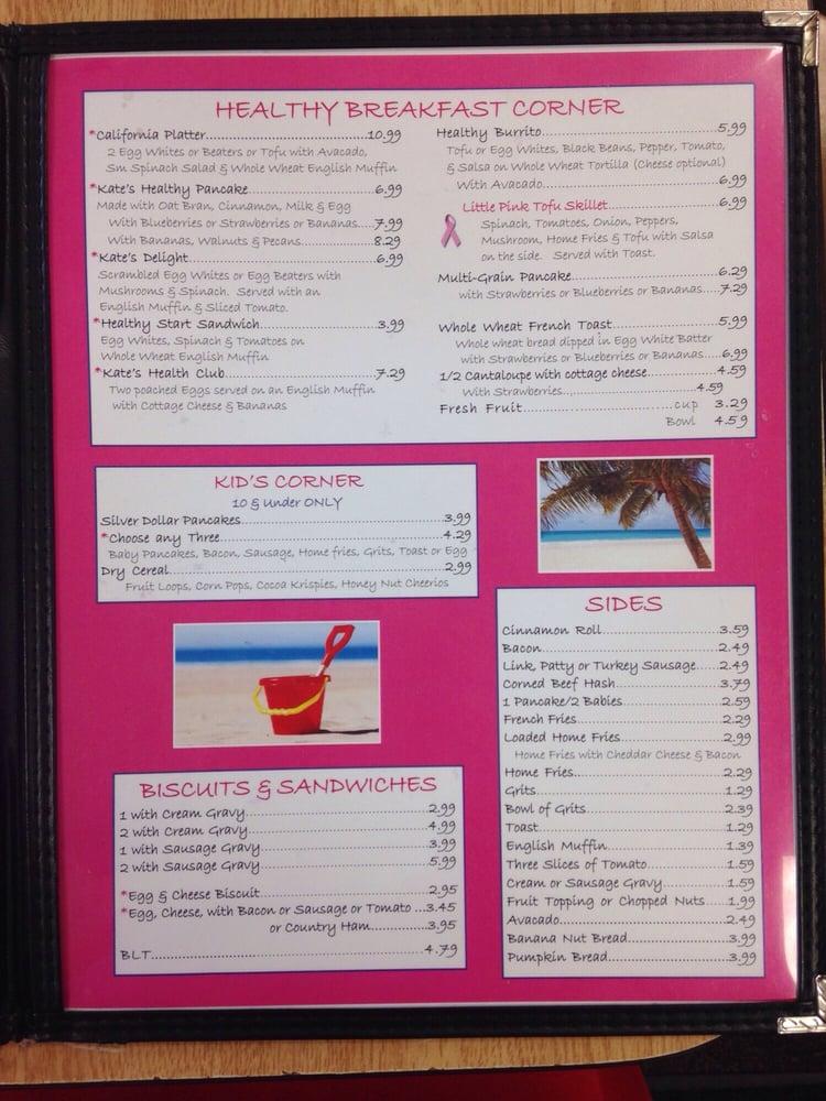 Menu at Kate's Pancake House restaurant, Carolina Beach