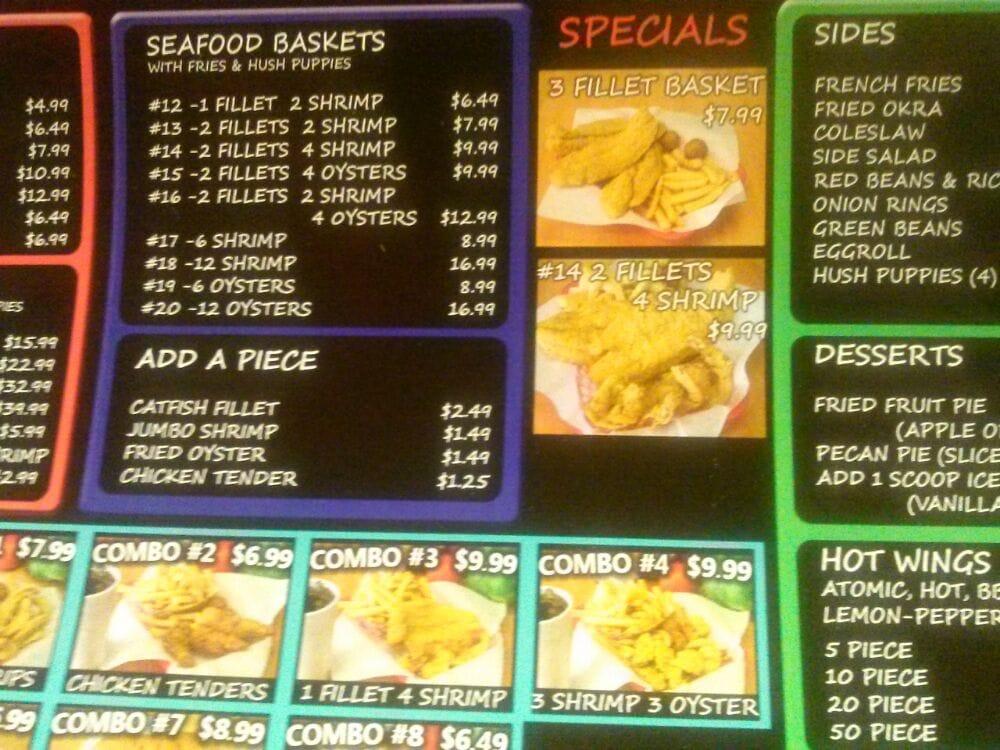 Menu at Krispy Catfish fast food, Fort Worth