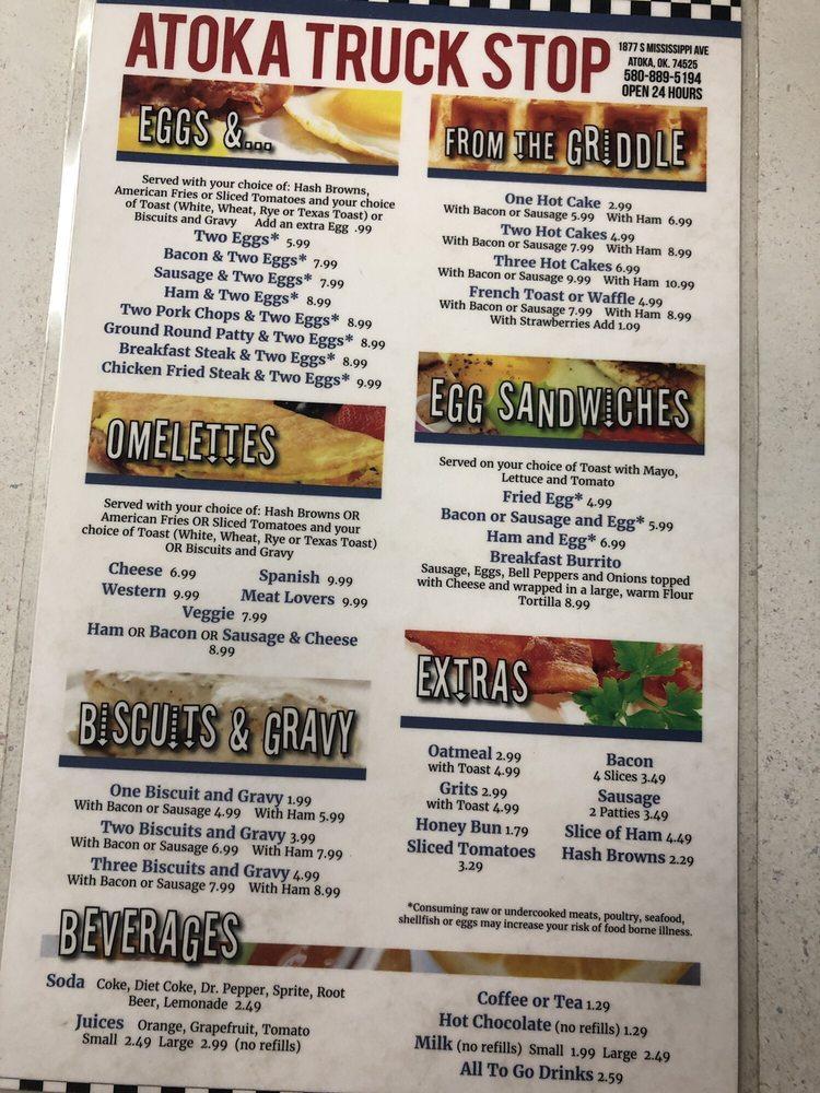 Menu at Atoka Truck Stop Restaurant, Atoka